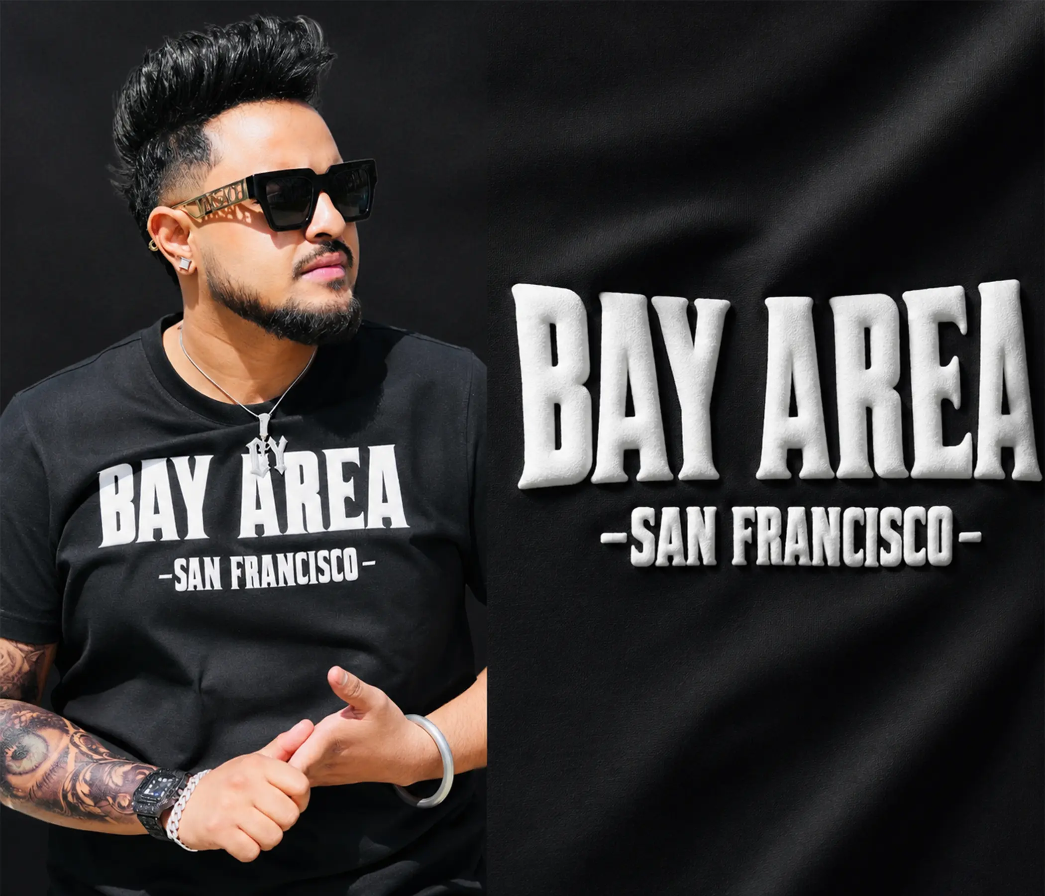 Cheema Y  Black T-Shirt - Heavyweight 3D Puff Print Premium Streetwear